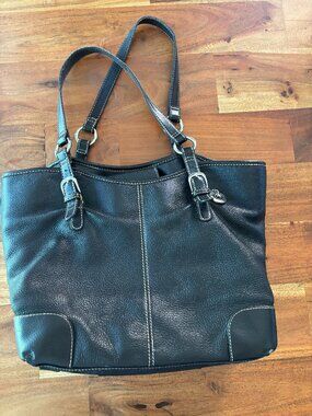 The Sak Black Leather Tote Shoulder Bag